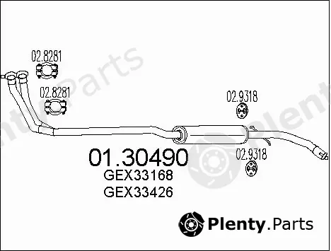 MTS 01.30490 — Front Muffler