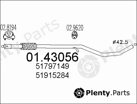 MTS 01.43056 — Exhaust Pipe