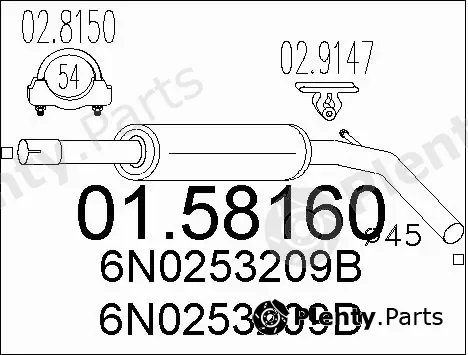 MTS 01.58160 — Centre Muffler