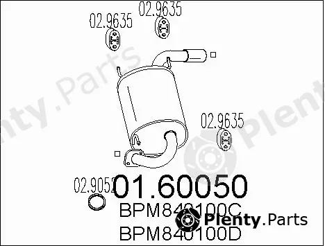 MTS 01.60050 — Rear Muffler