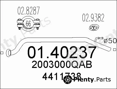 MTS 01.40237 — Exhaust Pipe