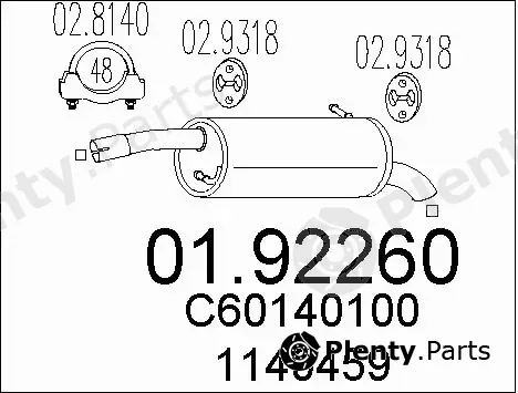 MTS 01.92260 — Rear Muffler