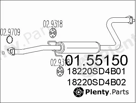MTS 01.55150 — Centre Muffler