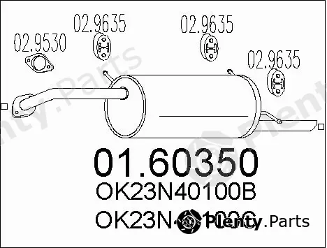 MTS 01.60350 — Rear Muffler