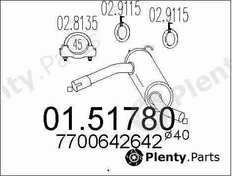 MTS 01.51780 — Centre Muffler