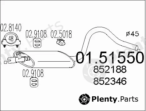 MTS 01.51550 — Centre Muffler