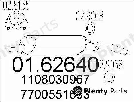 MTS 01.62640 — Rear Muffler
