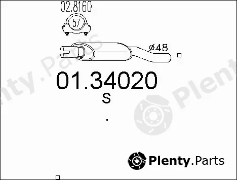 MTS 01.34020 — Front Muffler