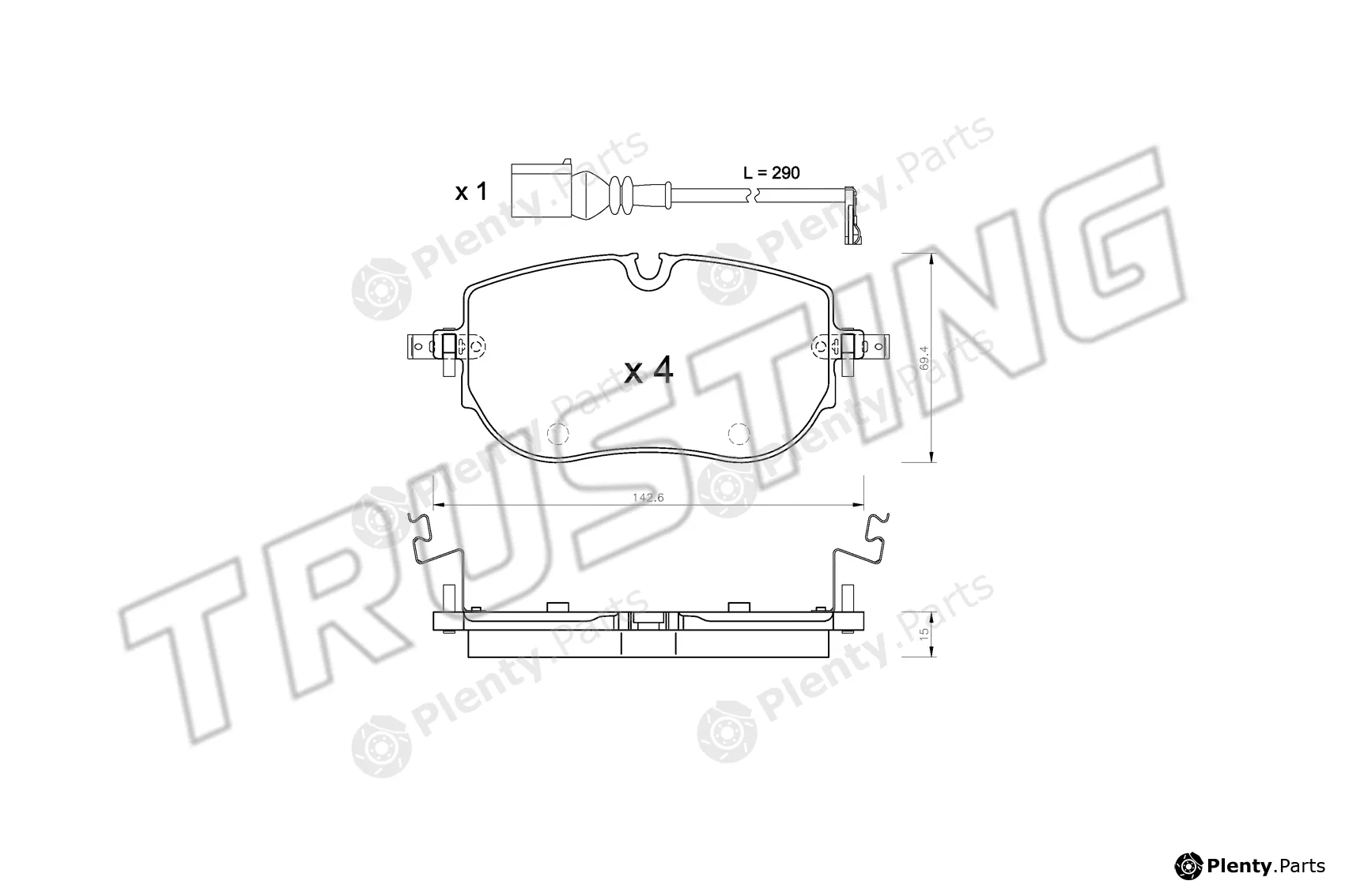 Trusting 1319.0 — Brake Pad Set, disc brake