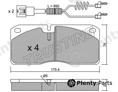 Trusting 278.3W — Brake Pad Set, disc brake