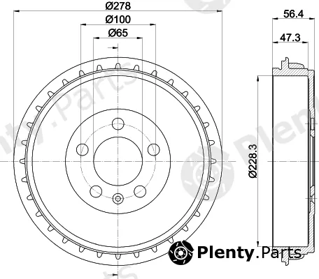 Hella 8DT355303-251 — Brake Drum