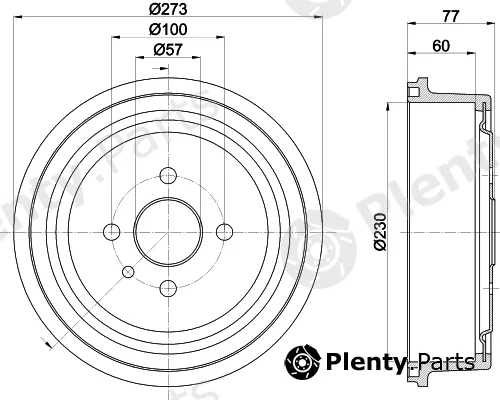 Hella 8DT355303-451 — Brake Drum