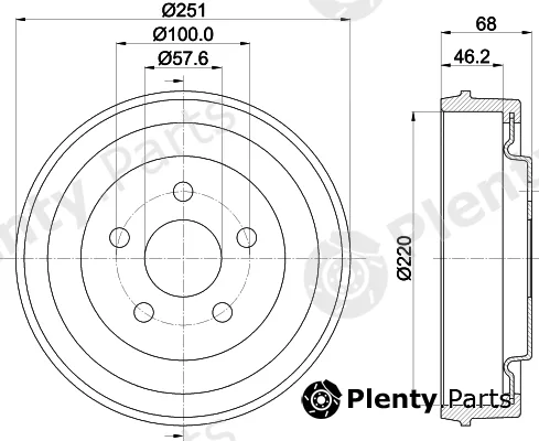 Hella 8DT355303-281 — Brake Drum