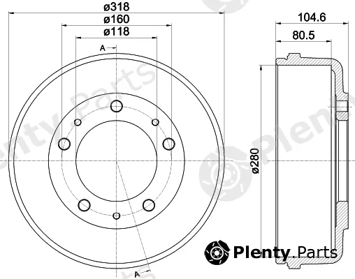 Hella 8DT355300-451 — Brake Drum