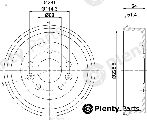 Hella 8DT355303-151 — Brake Drum