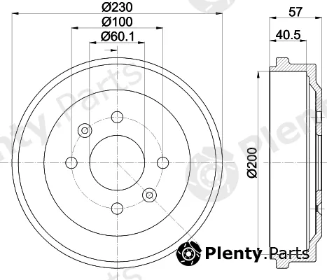 Hella 8DT355303-371 — Brake Drum