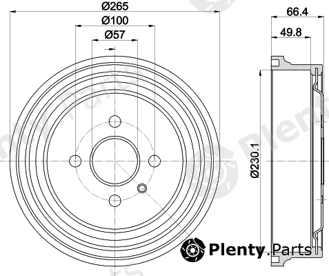 Hella 8DT355303-471 — Brake Drum