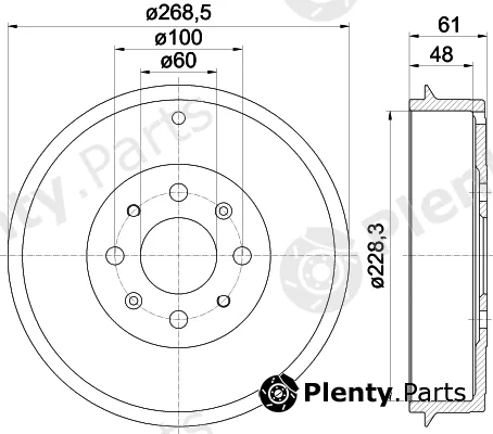 Hella 8DT355300-651 — Brake Drum