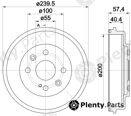 Hella 8DT355302-491 — Brake Drum