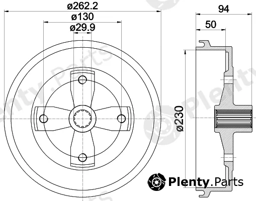 Hella 8DT355301-671 — Brake Drum