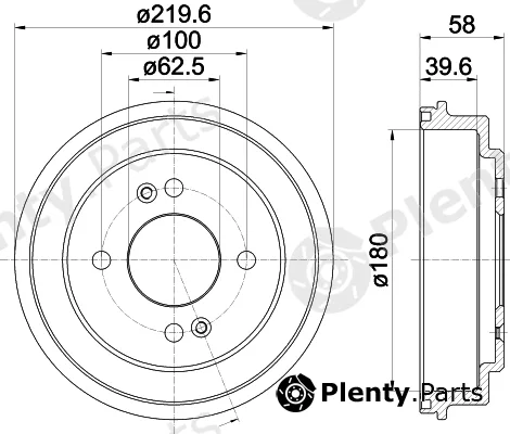 Hella 8DT355303-031 — Brake Drum