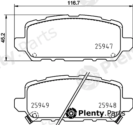 Hella 8DB355037-201 — Brake Pad Set, disc brake NAO