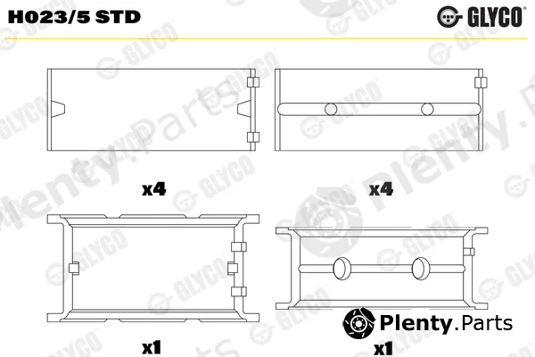 Glyco H023/5STD — Crankshaft Bearing
