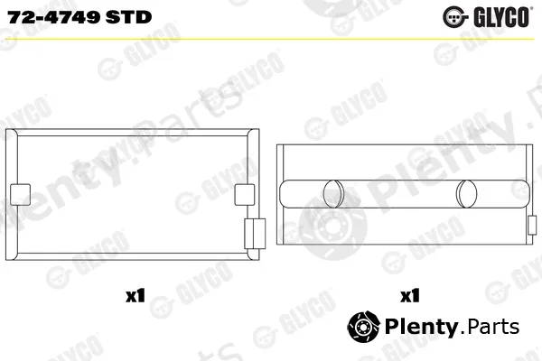 Glyco 72-4749STD — Crankshaft Bearing