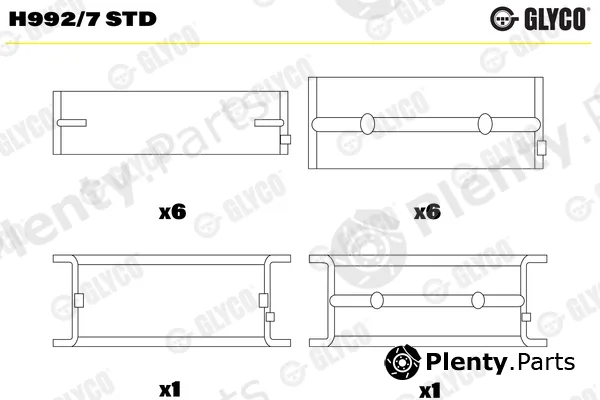 Glyco H992/7STD — Crankshaft Bearing