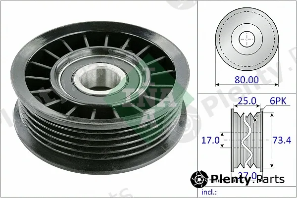 INA 532102610 — Deflection/Guide Pulley, V-ribbed belt