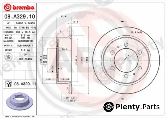 A.B.S. 08.A329.10 — Brake Disc BREMBO