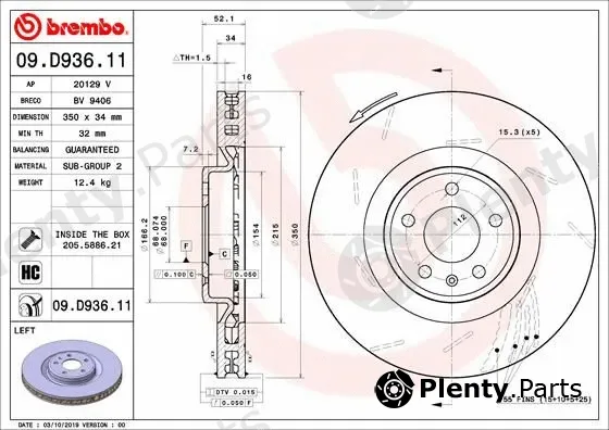 A.B.S. 09.D936.11 — Brake Disc BREMBO