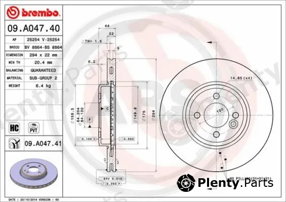 A.B.S. 09.A047.41 — Brake Disc BREMBO COATED DISC LINE