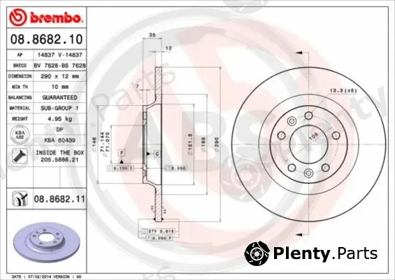 A.B.S. 08.8682.11 — Brake Disc BREMBO COATED DISC LINE