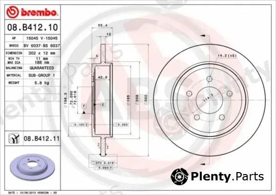 A.B.S. 08.B412.11 — Brake Disc BREMBO COATED DISC LINE