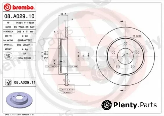 A.B.S. 08.A029.11 — Brake Disc BREMBO COATED DISC LINE