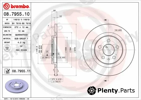 A.B.S. 08.7955.11 — Brake Disc BREMBO COATED DISC LINE