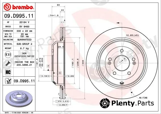 A.B.S. 09.D995.11 — Brake Disc BREMBO