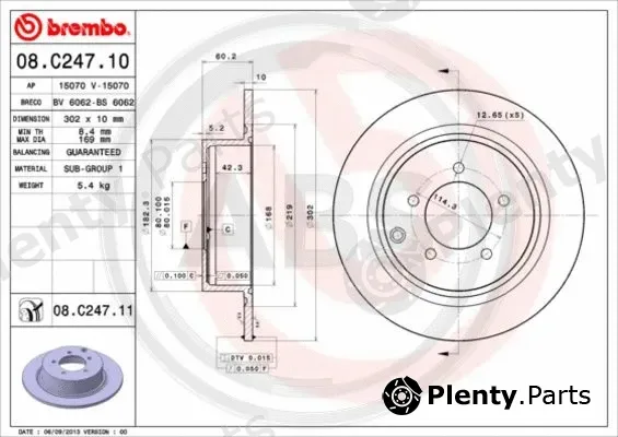A.B.S. 08.C247.11 — Brake Disc BREMBO COATED DISC LINE