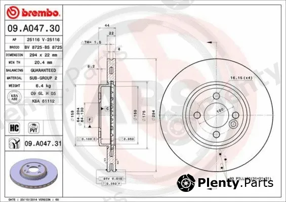 A.B.S. 09.A047.31 — Brake Disc BREMBO COATED DISC LINE