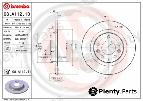 A.B.S. 08.A112.11 — Brake Disc BREMBO COATED DISC LINE