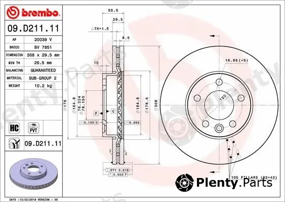 A.B.S. 09.D211.11 — Brake Disc BREMBO