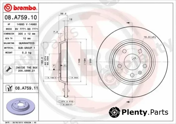A.B.S. 08.A759.11 — Brake Disc BREMBO COATED DISC LINE