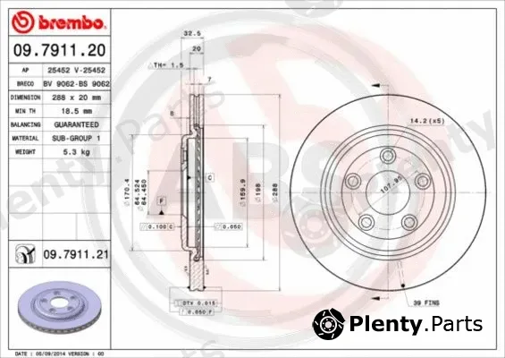 A.B.S. 09.7911.21 — Brake Disc BREMBO COATED DISC LINE