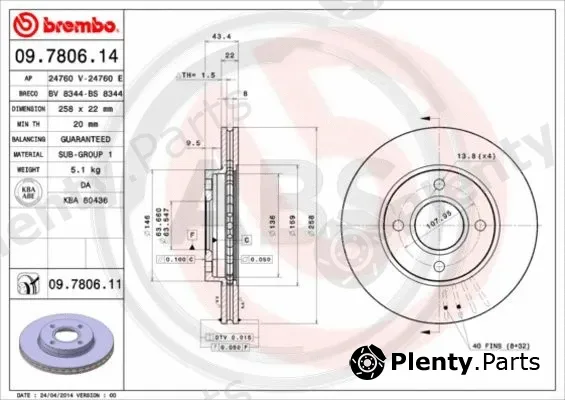 A.B.S. 09.7806.11 — Brake Disc BREMBO COATED DISC LINE