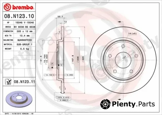 A.B.S. 08.N123.11 — Brake Disc BREMBO COATED DISC LINE