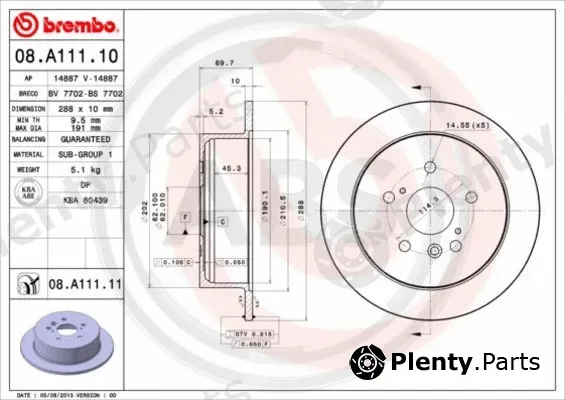 A.B.S. 08.A111.11 — Brake Disc BREMBO COATED DISC LINE