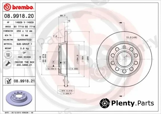 A.B.S. 08.9918.21 — Brake Disc BREMBO COATED DISC LINE