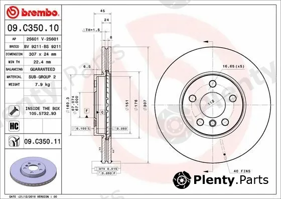 A.B.S. 09.C350.11 — Brake Disc BREMBO COATED DISC LINE