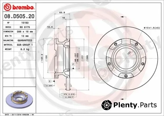 A.B.S. 08.D505.20 — Brake Disc BREMBO